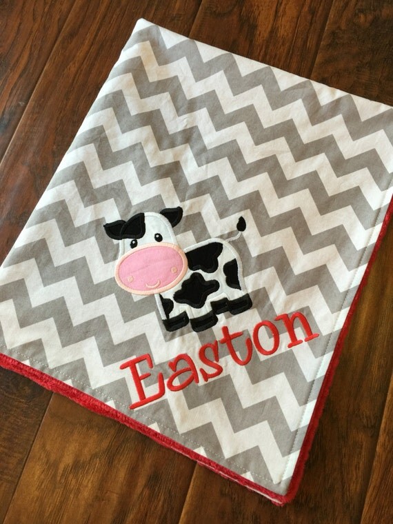 Personalized Baby Blanket Cow Baby Blanket Farm Animal
