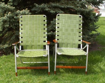 Vintage MCM Folding Webbed Lawn Chairs Local PICK UP only