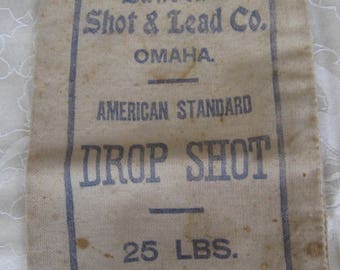 Vintage Lawrence Shot and Lead Company Ohma Drop Shot Bag Feed Seed Grain Sack