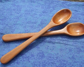 Cooking spoon set - Hand carved from curly cherry wood