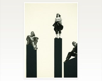 Modern Collage Art, People, Black and White Wall Art, Art for Man - No Man is an Island