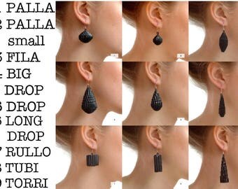Earrings made of corrugated cardboard - different shapes, all colors