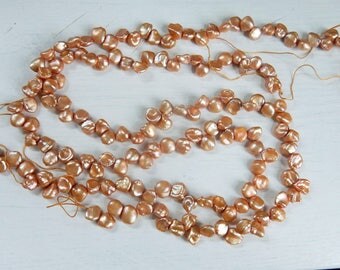 Champagne color keishi freshwater pearls (6-8x5-7mm), FULL STRAND