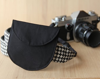 Lens Cap Holder for DSLR Camera Strap - Solid Black - Ready to Ship