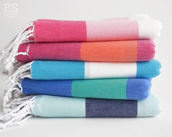NEW / SALE 50 OFF/ BathStyle / Turkish Beach Bath Towel / Classic Peshtemal / Pink-White-Blue-Navy-Egg Blue-Orange