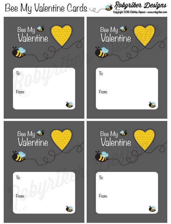 INSTANT DOWNLOAD: Printable Bee Valentine Cards