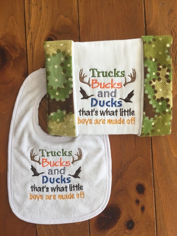 Boy burp cloth and bib hunting burp cloth and bib camo burp