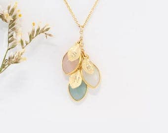 Custom Birthstone Necklace For Mom, Custom Initial Necklace, Mommy Necklace, Family Necklace, Personalized Cascade Necklace, Mom Gift