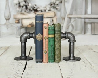 Industrial Pipe Bookends Industrial Shelf Brackets Farmhouse Decor