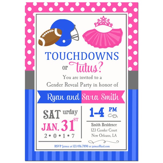 Touchdowns Or Tutus Invitations 7