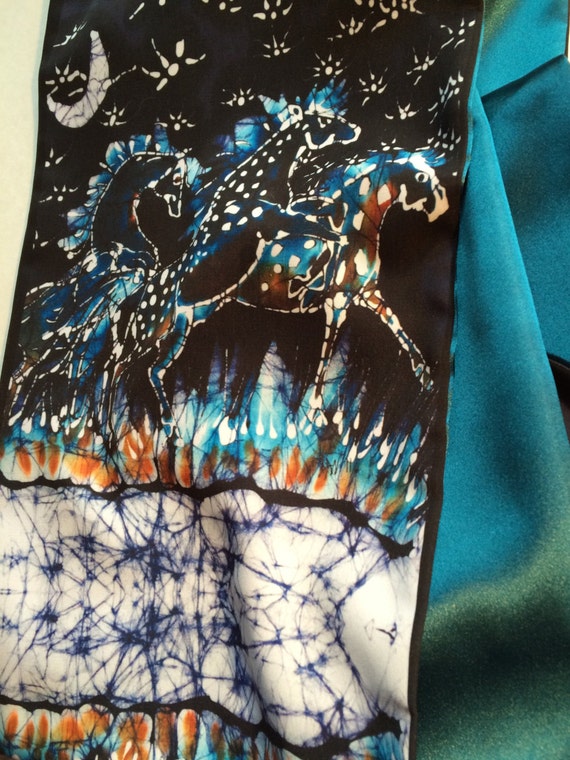 Foulard En Soie Carré Motif Chevaux - Occasion Multicolore - Style Bandana