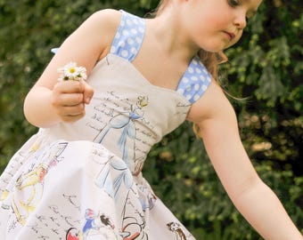 Cinderella, Snow White, Belle Peekaboo Tie Back Dress (12-18 months, 2T, 3T, 4T, 5, 6,7, 8)