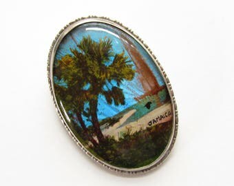 Vintage Sterling Blue Morpho Butterfly Wing Brooch 1930s Jamaica England