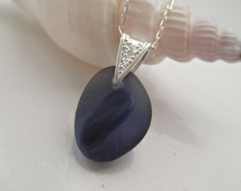 Purple End Of Day Sea Glass Sterling Silver Necklace
