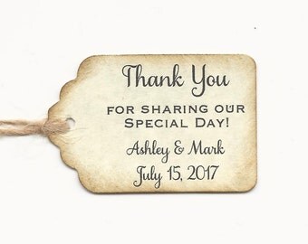 100 PERSONALIZED Thank you -Wedding or Favor tags-Shower or Gift tags-Hang Tags
