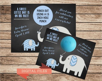 Elephant Baby Boy Shower Gift Tags,EOS lip balm gifts,Thank You Tags,Shower Favors,elephant theme,blue baby boy favor cards,fun shower ideas