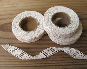Vintage Ivory Crochet Cotton Cluny Lace Trim 5/8" Width (3 yd roll)