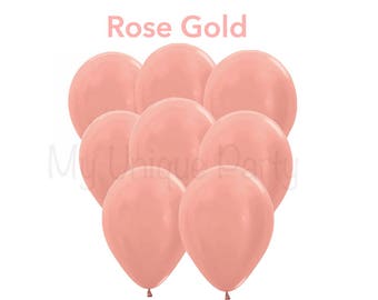 Rose Gold 11” Latex Balloons Set of 6 Balloons Metallic Rose Gold Helium Quality Bridal Shower Wedding Anniversary Rose Gold Theme
