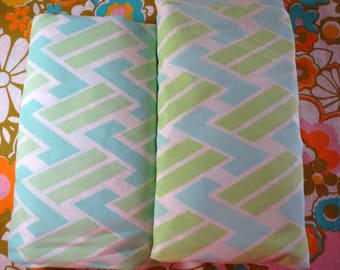 Vintage 1970s Retro Blue MOD Geometric JP Stevens Utica Full Double Bed Sheets Set