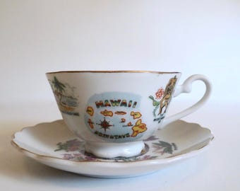 Vintage Hawaii Souvenir Tea Cup and Saucer - Floyd Jones Vintage