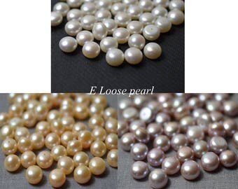 AAA Button pearl,Half drilled pearl,Freshwater Pearl,Wholesale pearl,button pearl stud earrings,Loose pearls 9.8-10.3mm 2Pcs white purple