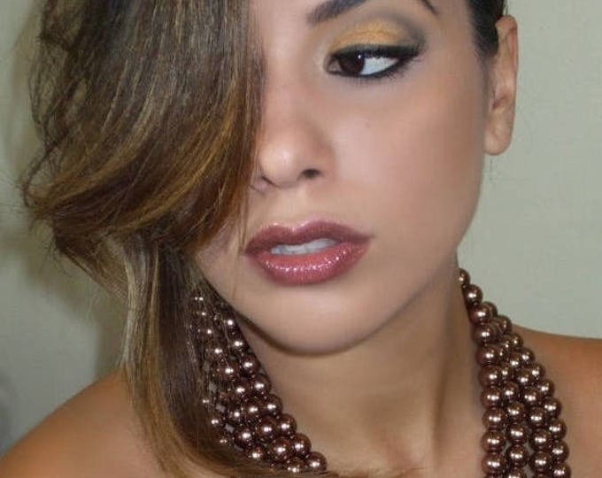 Elegance Brown glass pearl necklace 4 strands 12mm