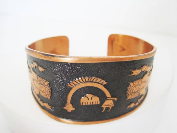 Native American Cuff - Solid Copper - Kachina Bracelet - Mid Century Designs