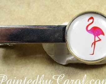 Flamingo Tie Bar, Pink Flamingo Tie Tack, Flamingo Tie Clip, Flamingo Pin, Pink Flamingo Gifts, Pink Flamingo Mens Gifts, Kitchy tie bar