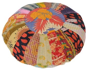Vintage Kantha Patchwork Pouffe Cover Pouf Floor Cushion DV72