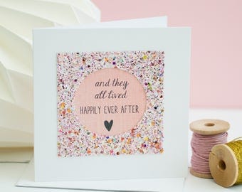 Wedding card - card for wedding day - happily ever after card - handmade wedding card - wedding cards - confetti glitter card - glitter