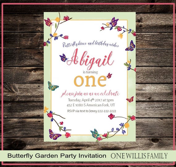Butterfly Garden Party Birthday Invitation
