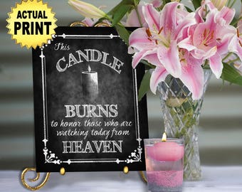 Wedding Memorial Candle watching from heaven Religious wedding Sign - honor loved ones who have passed, Chalkboard wedding style print