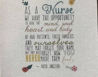 As a Nurse We Have Opportunity Maya Angelou Print Nursing Nurse Decor EKG Heartbeat Decor Love Nurse Quote Canvas Print Nurses Week Prints