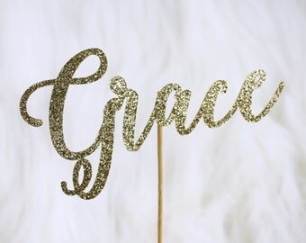 Custom Name Cake Topper - Glitter - Birthday Party. Bachelorette Party. Bridal Shower. First Birthday. Smash Cake Decor. Personalized Topper