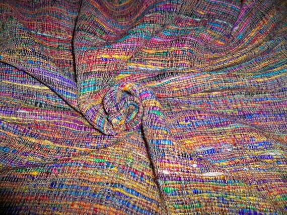 SILK LOOM BOMBAY Woven Raw Silk Fabric 10 Yards Kaleidoscope