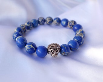 Mens semi-precious blue sodalite stretch bracelet - Mens Jewelry