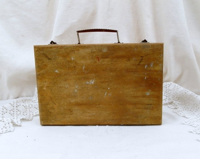 Vintage French Wooden Artist's Paint Box with Metal Handle, Shabby, Chateau, French Country Decor, Vintage, Retro, Painting,Home, Hipster Vintage French Wooden Artist's Paint Box with Metal Handle, Shabby, Chateau, French Country Decor, Vintage, Retro, Painting,Home, Hipster