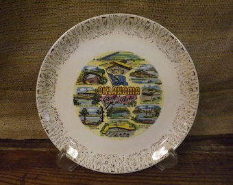 Oklahoma Souvenir Plate Vintage Souvenir Plate