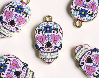 Skull Charms, Sugar Skull Pendants - 4 pieces (130G)