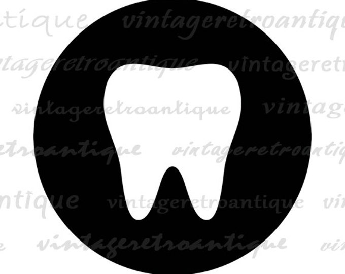 Printable Tooth Digital Image Tooth Icon Graphic Dentist Toothcare Dental Download Antique Clip Art Jpg Png Eps HQ 300dpi No.4380