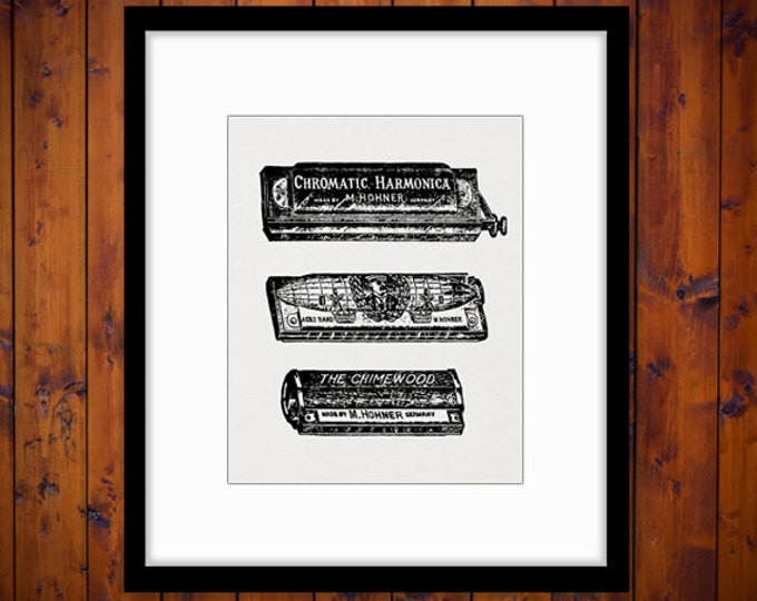 Digital Graphic Antique Harmonicas Image Music Printable Illustration Download Vintage Clip Art Jpg Png Eps HQ 300dpi No.1110