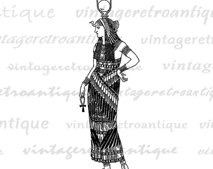 Printable Cleopatra Graphic Download Egyptian Image Digital Antique Clip Art Jpg Png Eps HQ 300dpi No.3810