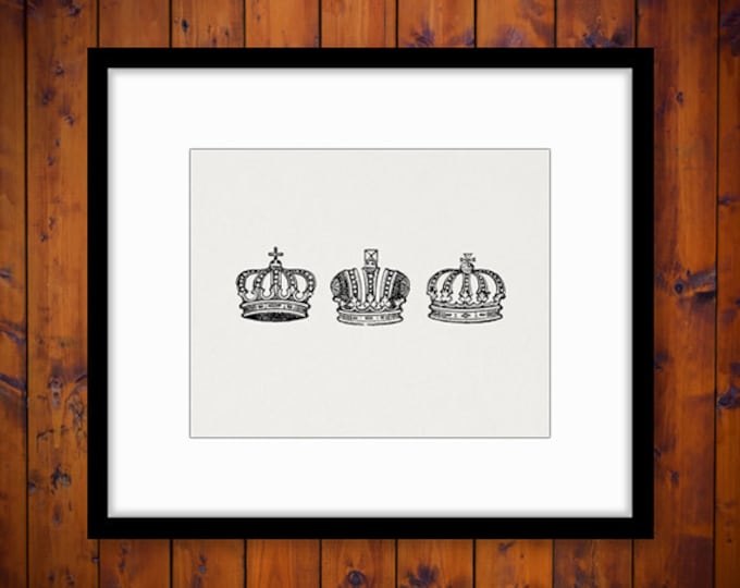 Crown Set Printable Digital Download Collage Sheet Graphic Royal Image Vintage Clip Art Jpg Png Eps HQ 300dpi No.623