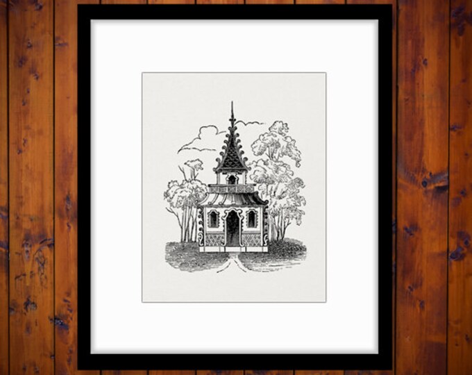 Printable Antique House Digital Graphic Download Image Vintage Clip Art Jpg Png Eps HQ 300dpi No.704