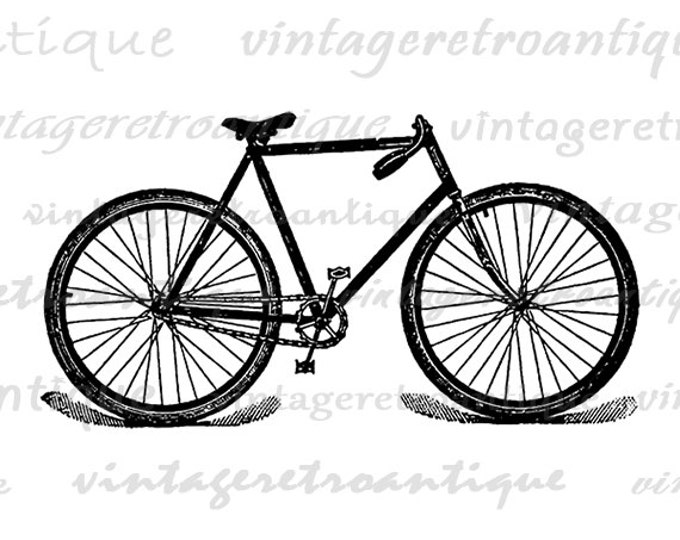 Printable Image Bicycle Download Illustrated Bike Digital Graphic Antique Clip Art Jpg Png Eps HQ 300dpi No.1476