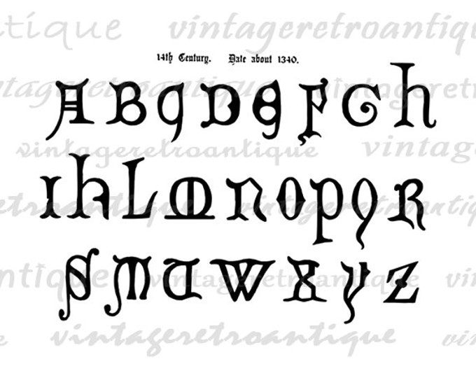 Ancient Alphabet Image Printable Download Ornate Design Antique Graphic Digital Jpg Png Eps HQ 300dpi No.406