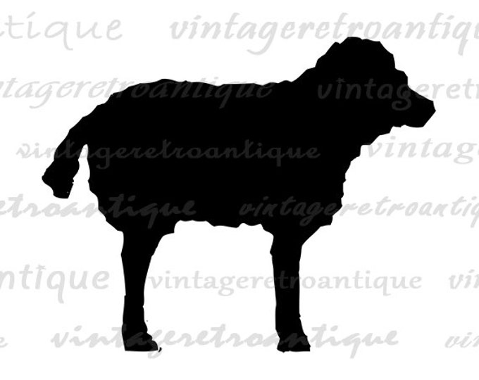 Digital Image Sheep Silhouette Download Sheep Illustration Graphic Farm Animal Lamb Printable for Transfers Tea Towels etc HQ 300dpi No.4684