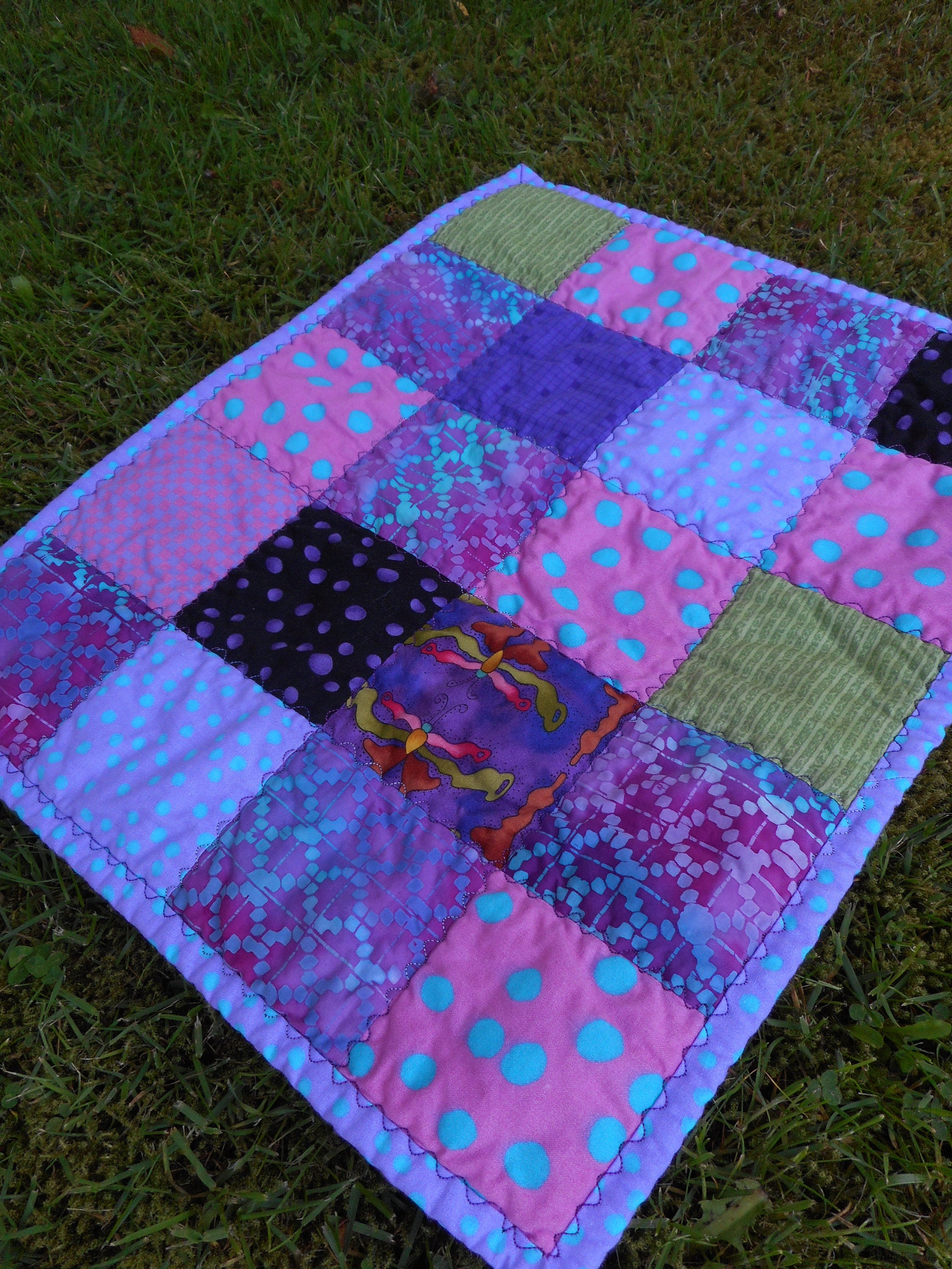 Doll Blanket Handmade Doll Quilt Purple Pink Doll Bedding