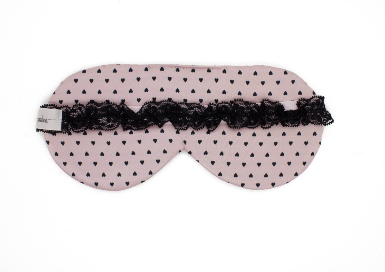 Satin Lace Sleep Mask Pink Satin Mask Black Lace by evelinaapparel