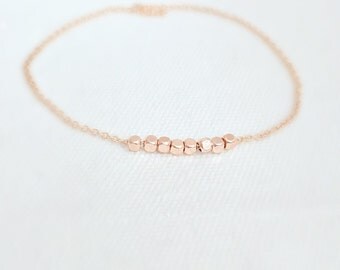 Rose Gold Bracelet, Dainty Rose Gold Bracelet, Rose Gold Jewelry,Rose Gold Bead,Stacking Bracelet,Bridesmaid Gifts,Mom Gifts,Gifts for Girls
